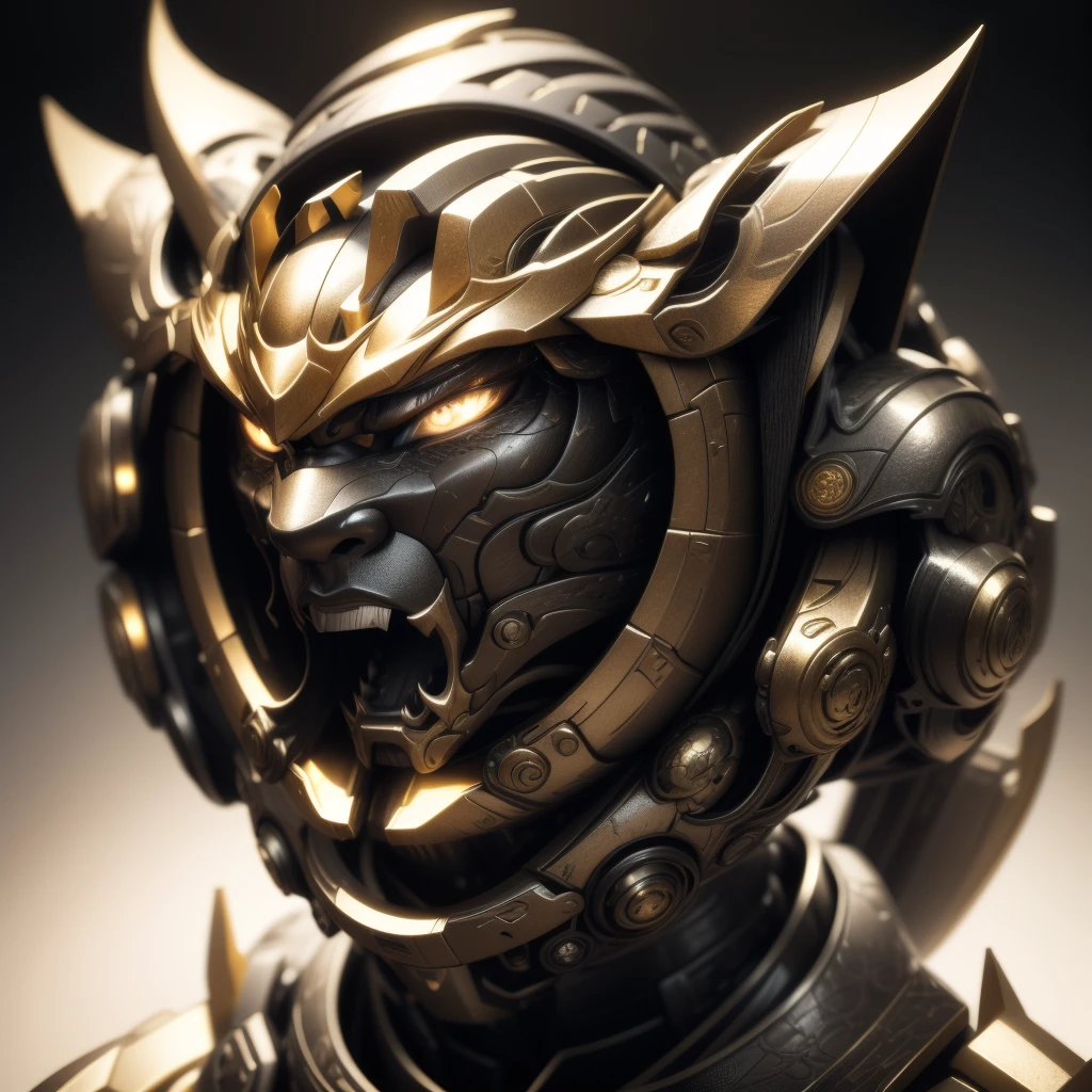 black and white samurai Lion, extremely detailed eyes and face, beautiful detailed face, long eyelashes, futuristic Tokyo city, samurai sci-fi armor, sci-fi style, neon colors, cyborg, katana, Japanese, (best quality,4k,8k,highres,masterpiece:1.2), ultra-detailed, (realistic, photorealistic, photo-realistic:1.37), cinematic lighting, dramatic atmosphere,