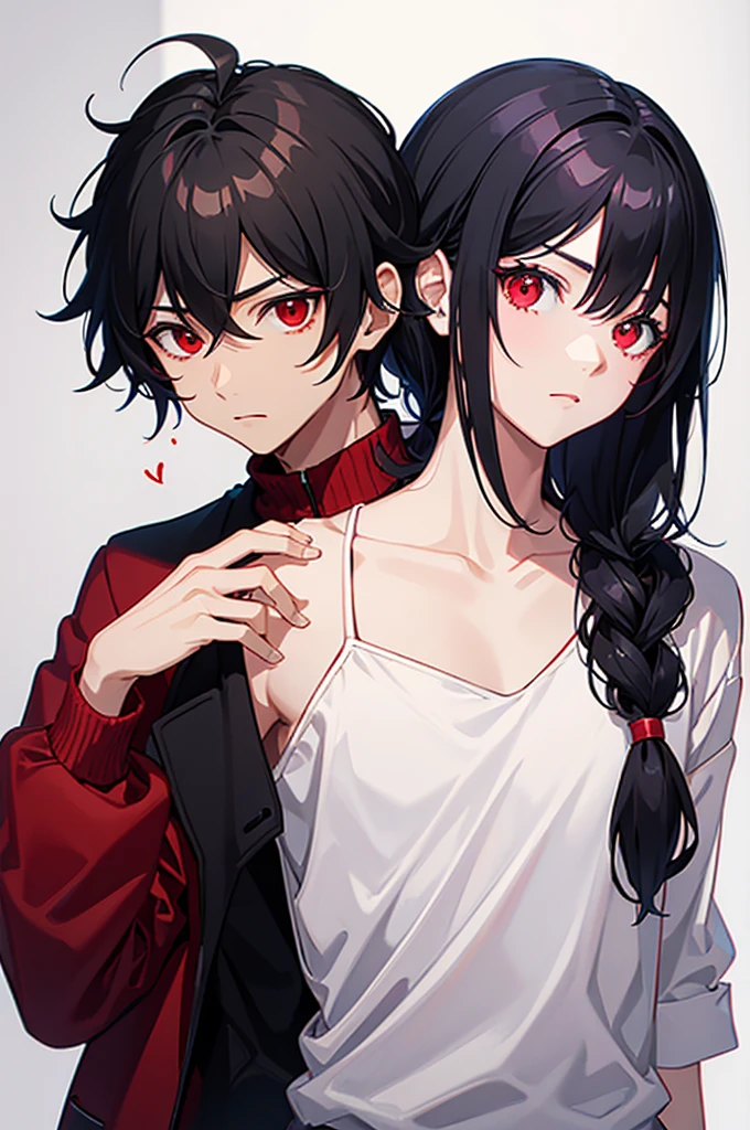 1 black hair boy red eyes clothing style Yk2