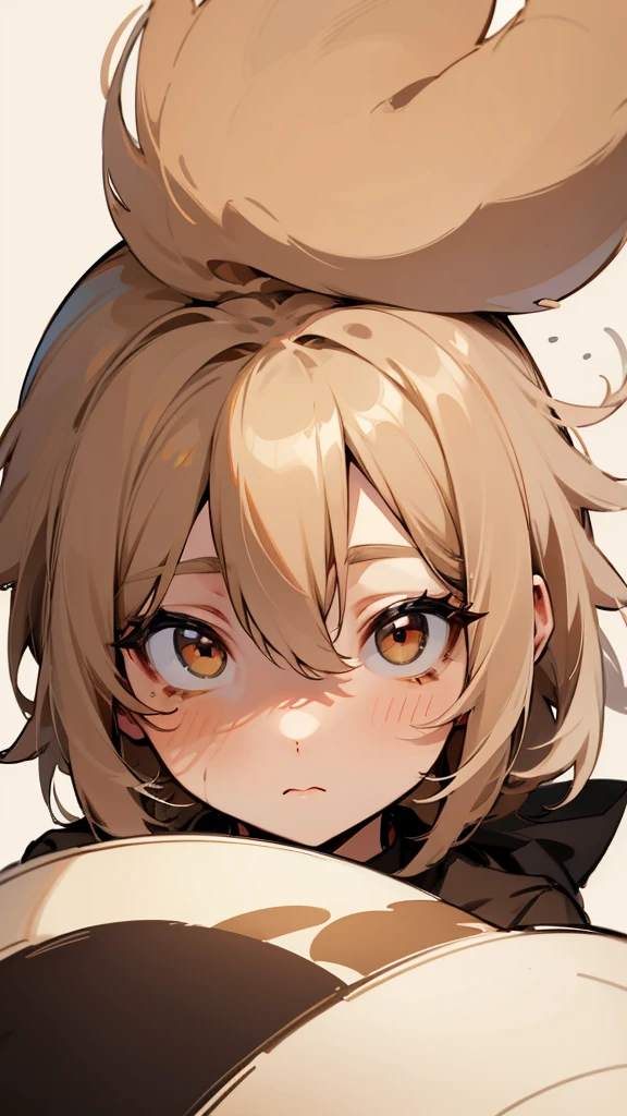 Character portrait whole body Women student Cafe staff semi-long sub-dog line friendly Round eyes Cream brown Gradation Without dogs