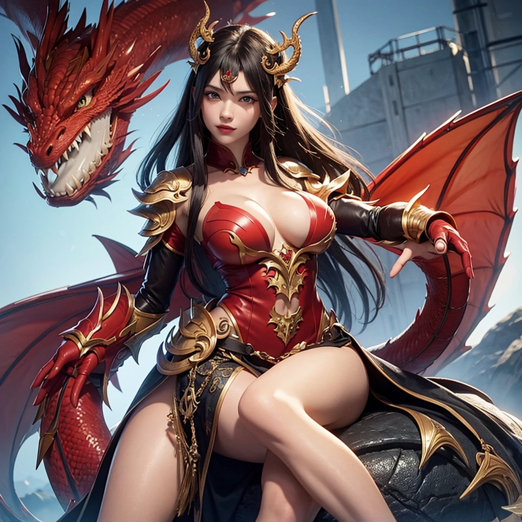 Half human and half dragon woman, Alas, Scales, can, armor, Fancy, dragon tamer, big tits, sexy, pose
