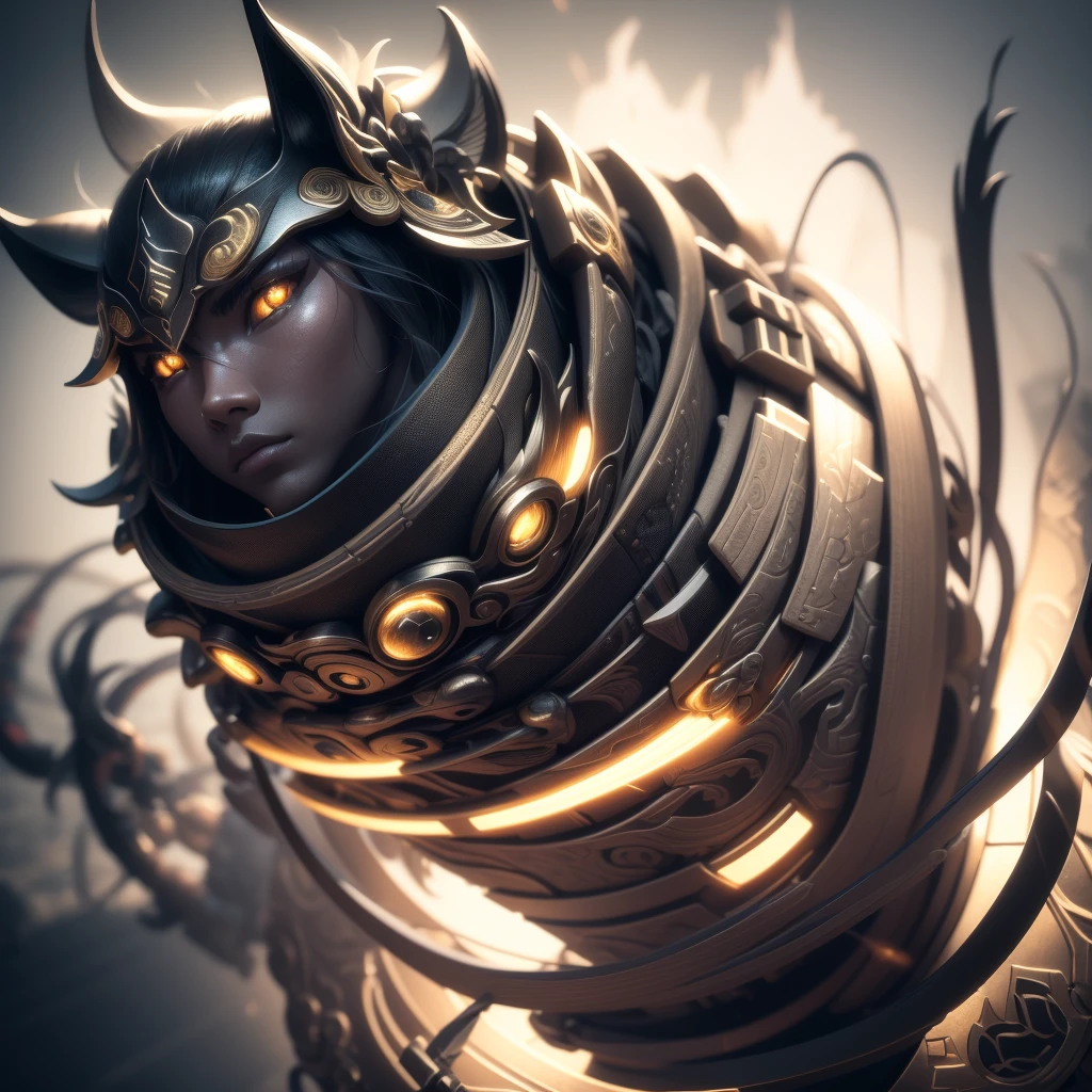 black and white samurai Lion, extremely detailed eyes and face, beautiful detailed face, long eyelashes, futuristic Tokyo city, samurai sci-fi armor, sci-fi style, neon colors, cyborg, katana, Japanese, (best quality,4k,8k,highres,masterpiece:1.2), ultra-detailed, (realistic, photorealistic, photo-realistic:1.37), cinematic lighting, dramatic atmosphere,