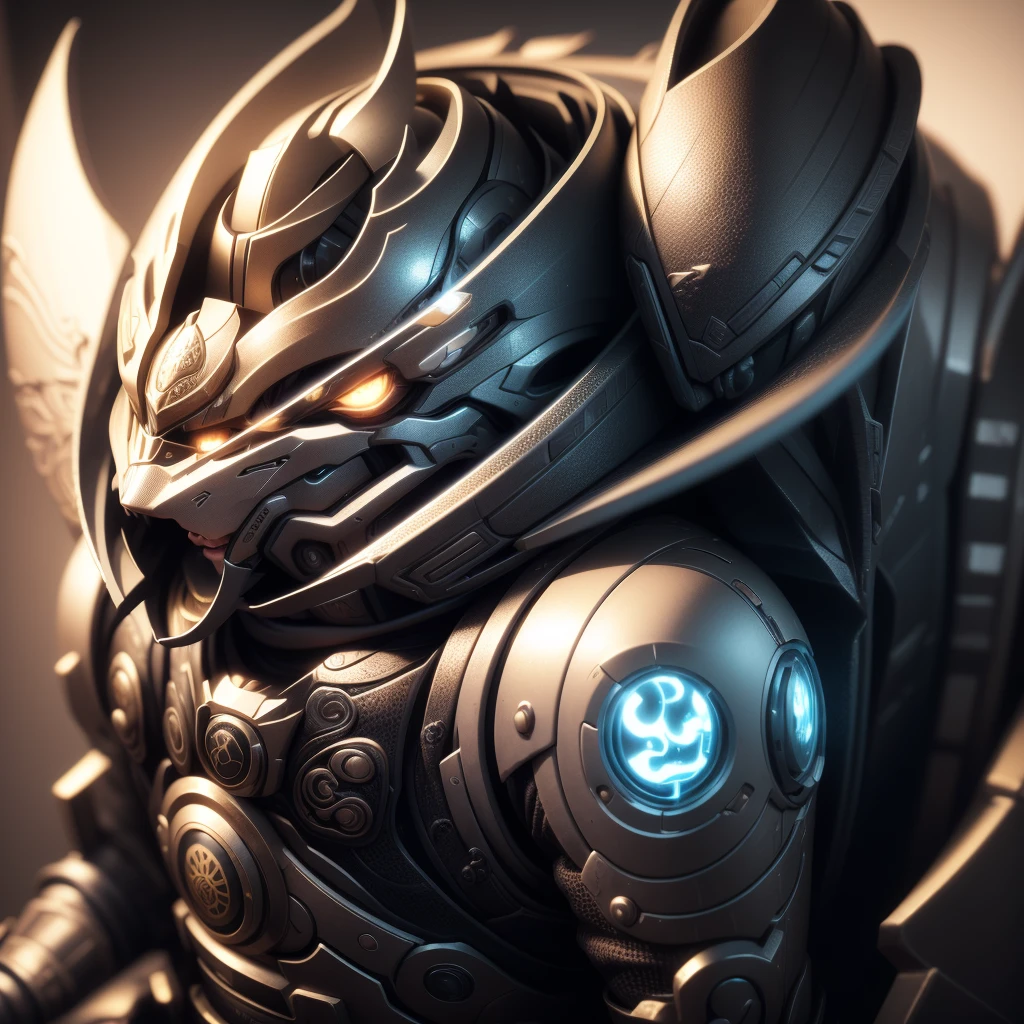 black and white samurai Lion, extremely detailed eyes and face, beautiful detailed face, long eyelashes, futuristic Tokyo city, samurai sci-fi armor, sci-fi style, neon colors, cyborg, katana, Japanese, (best quality,4k,8k,highres,masterpiece:1.2), ultra-detailed, (realistic, photorealistic, photo-realistic:1.37), cinematic lighting, dramatic atmosphere,
