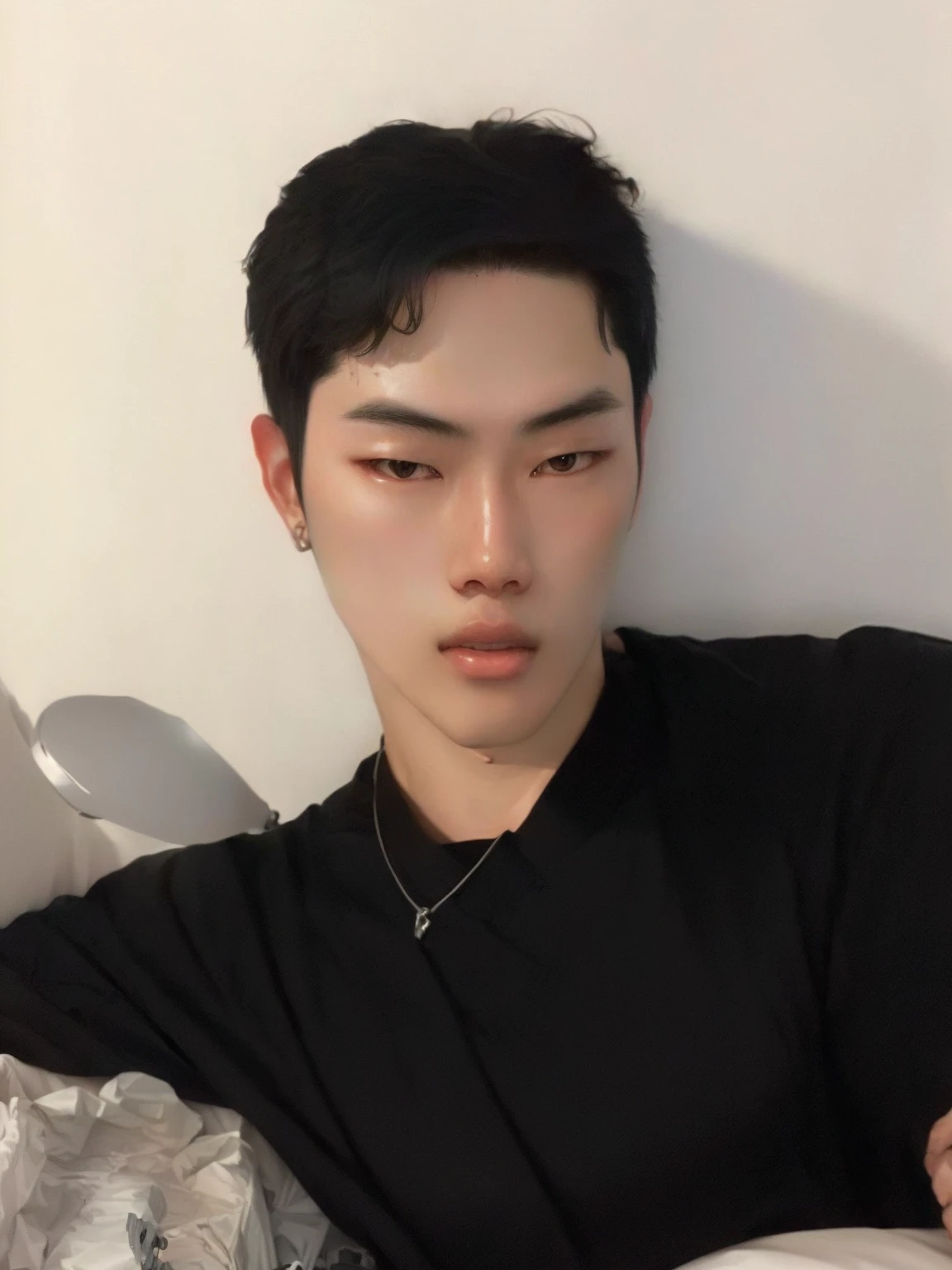 There is a man sitting on a bed with a remote control, kim doyoung, jinyoung shin, hyung tae, hong june hyung, south korean man, kim taejin, hyung tae kim, Asian man, Shiny from the rain, hyung tae Kim, Hyung - Tae Kim, lee wonbin, shin jeongho, Yanjun Chengt, joongwon charles jeong