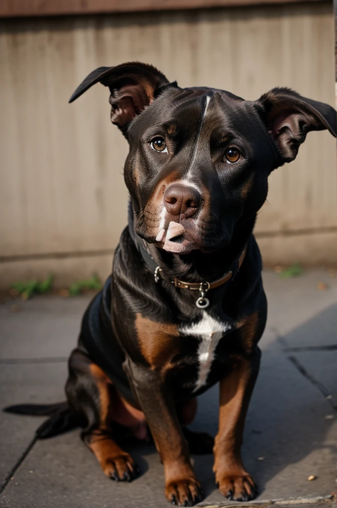 Black and brown pitbull indian dog