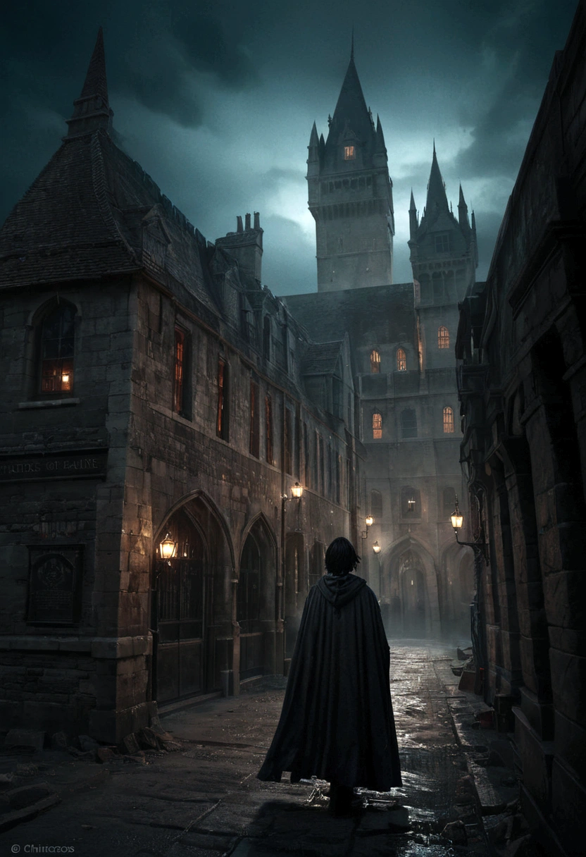 a young student severus snape, hogwarts castle, raising an army of undead, dark fantasy, moody dramatic lighting, cinematic composition, highly detailed, photorealistic, 8k, intricate details, dramatic atmosphere, gothic architecture, ominous mood, dynamic pose, intense expression, flowing robes, wand casting spell, mystical energy, haunting ambience, chiaroscuro lighting, dramatic shadows, grim and foreboding