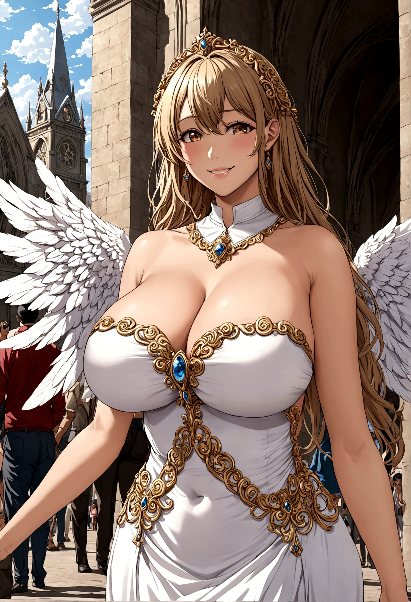 big breasts angel public smile
