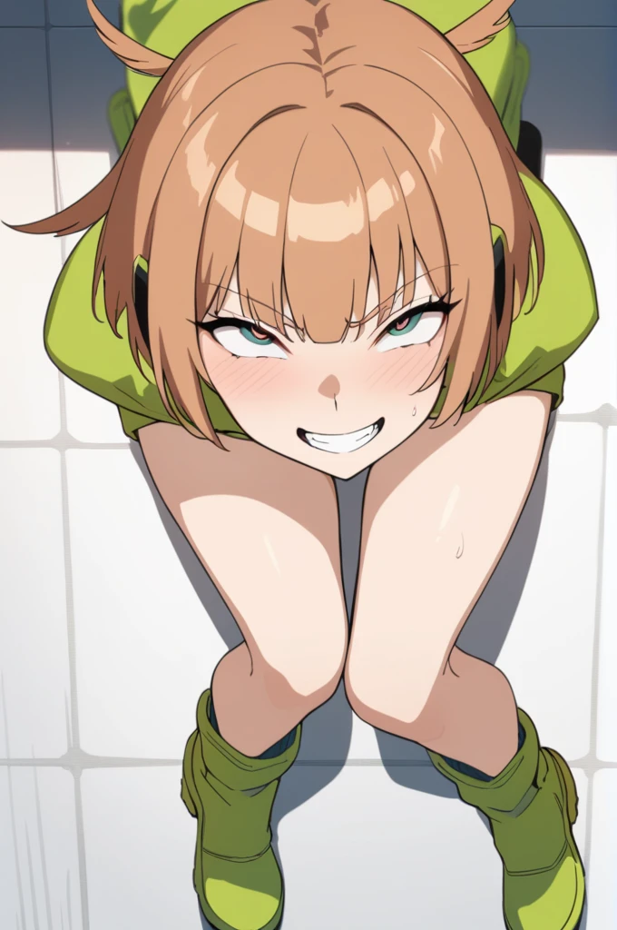 Konami,One girl,smile, View your viewers, Green jacket, gloves, Green shorts,Green footwear, masterpiece,Highest quality,ahegao,motion_Line
