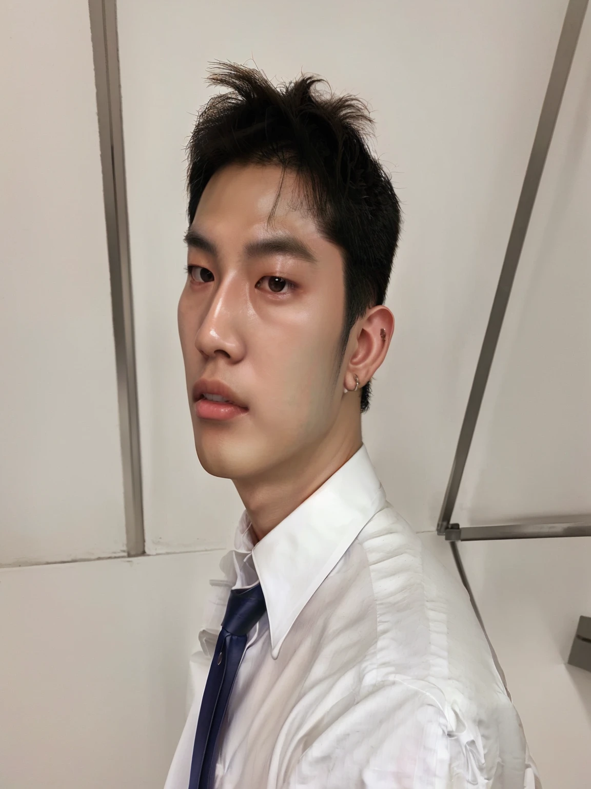 There is a man in a white shirt and tie posing for a photo, jinyoung shin, cai xukun, Yanjun Chengt, hyung tae, hong june hyung, profile headshot, inspired by Yanjun Cheng, hyung tae kim, south korean man, inspired by jeonseok lee, kim doyoung, hyung tae Kim, seson yoon