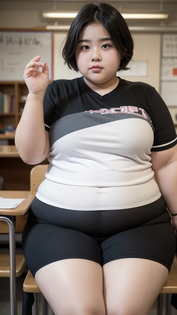 a fat chinese  obese ,chubby overweight ,young fat girl in ,cute plump schoolkid,heavy set young girl,thick  student,extremely obese young female student,very fat and heavy young girl,stout short haired girl in school,chubbychild in classroom,cute pudgy young student