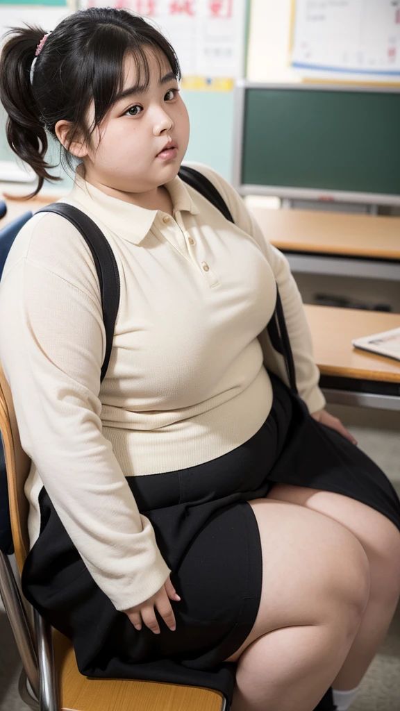 Fat ??? girl , age 10 years , very fat , obese , extremely fat , full body , thick thighs , fat hand , at the school