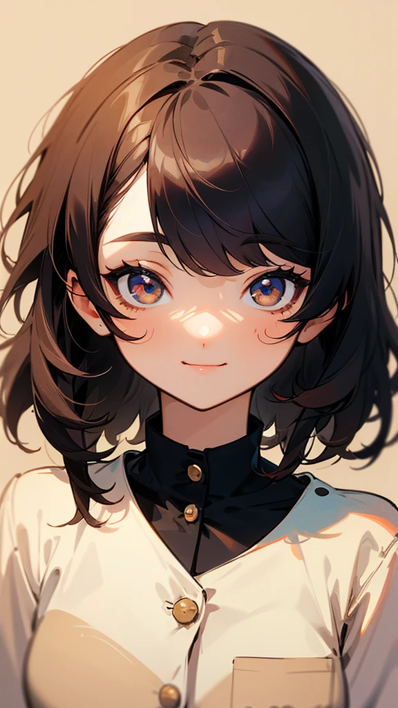 Character portrait front Round eyes girl Puppy style hair:Medium hair:Cream smile
