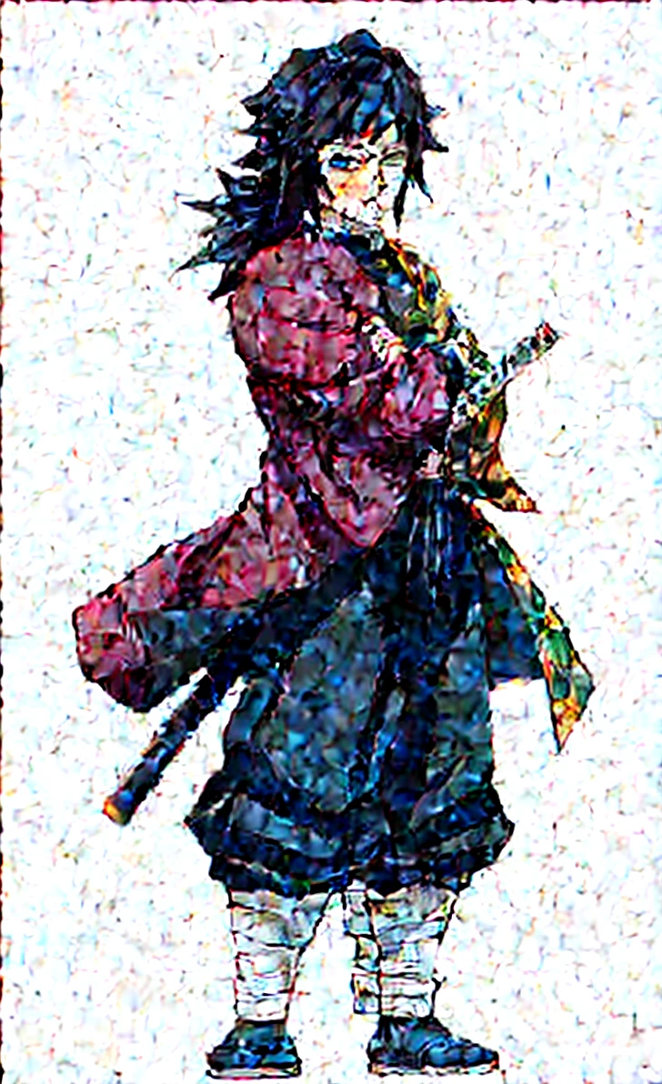 Kimetsu no Yaiba, a male character with long blue hair and blue eyes, wears a Demon Slayer costume, wears a white haori with a golden dragon pattern, loose slacks resembling a traditional samurai, and wears white socks with a gold dragon pattern, blue sandals. Attach the red Nichirin sword in the incision to the left side of the waist. Stand on a bridge under the moonlight with a Fuji blossom tree visible from afar.