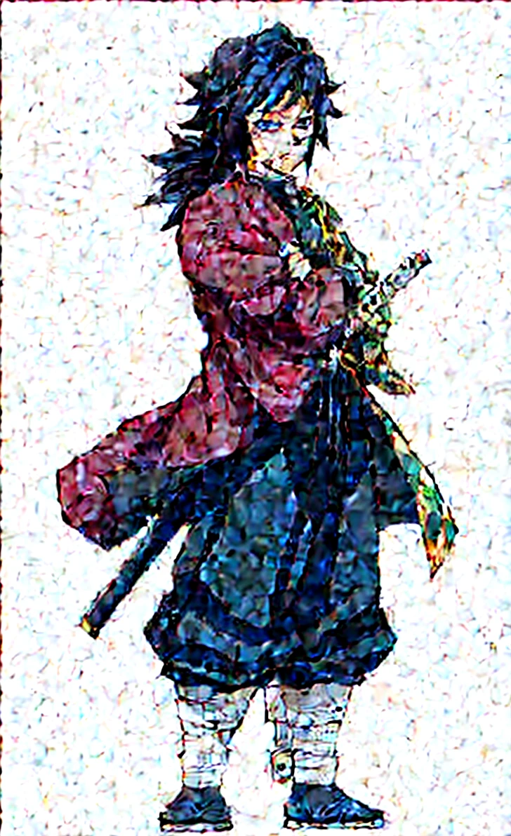 Kimetsu no Yaiba, a male character with long blue hair and blue eyes, wears a Demon Slayer costume, wears a white haori with a golden dragon pattern, loose slacks resembling a traditional samurai, and wears white socks with a gold dragon pattern, blue sandals. Attach the red Nichirin sword in the incision to the left side of the waist. Stand on a bridge under the moonlight with a Fuji blossom tree visible from afar.