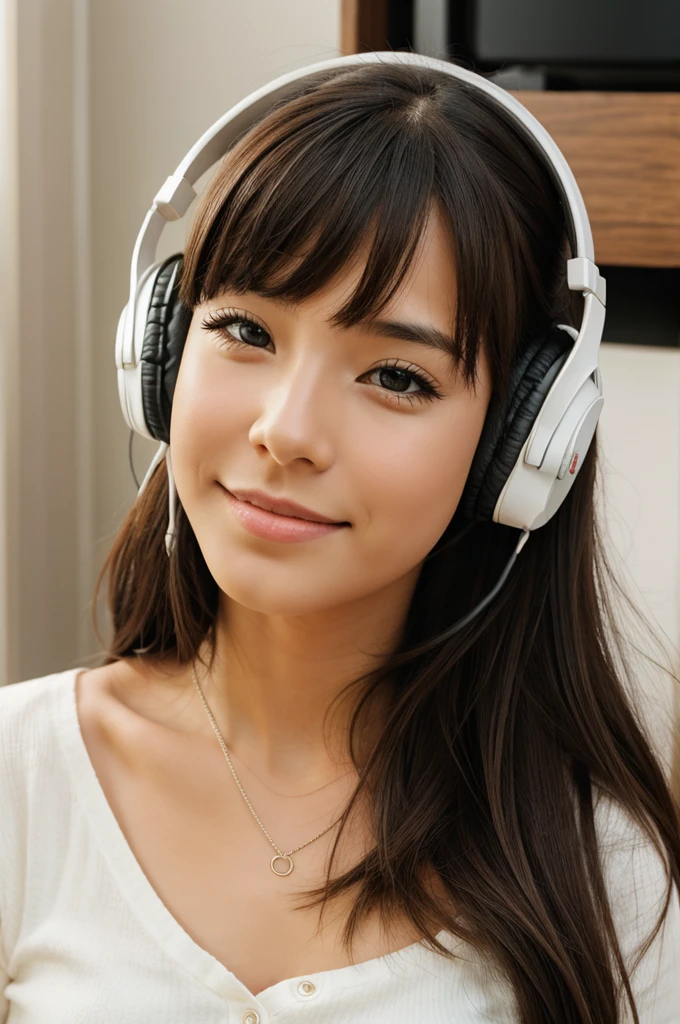 Cute girl listening music