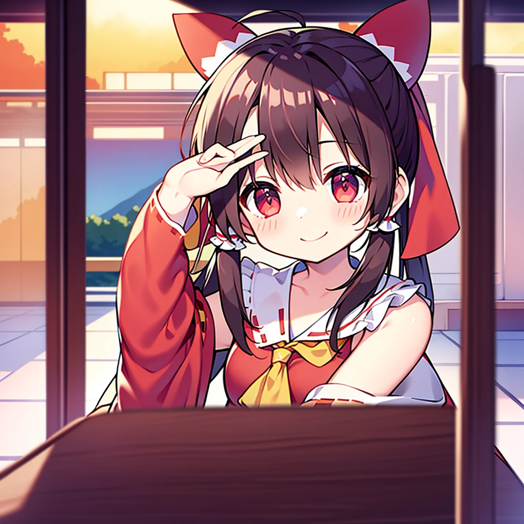 Reimu Hakurei、smile、cute、Salute Station、bullet train、train、