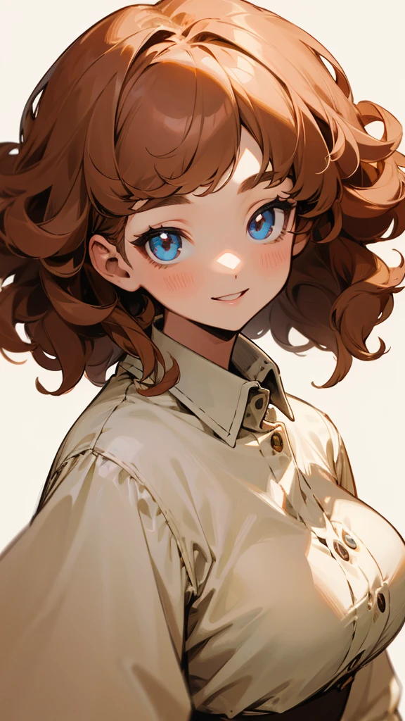 Character portrait front pupil:round girl Curly hair hair:Medium hair:Cream smile