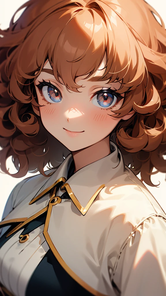 Character portrait front pupil:round girl Curly hair hair:Medium hair:Cream smile