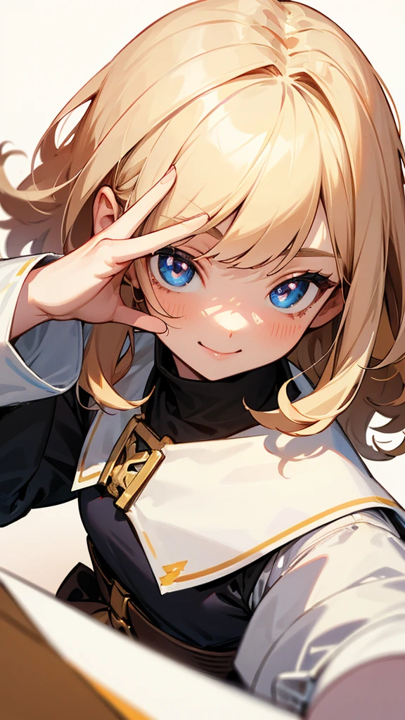 Character portrait front pupil:round girl high school student hair:Medium hair:Cream smile