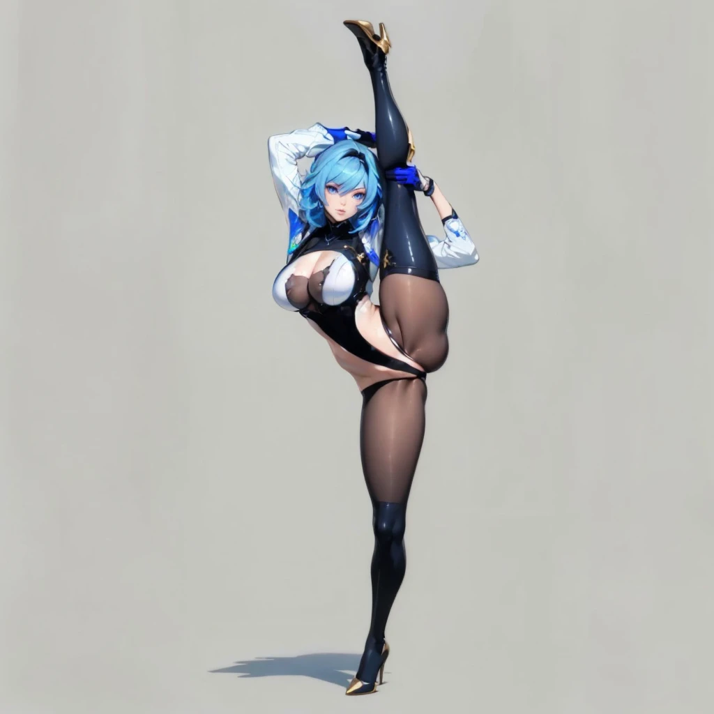 ((1girl, solo, full body, full body front)), (perfect anatomy, perfect hands, perfect legs), beautiful body, natural proportions BREAK
((extremely detailed face)), (beautiful detailed eyes:1.6), (realistic pupils, realistic iris:1), expressive eyes, looking at viewer, (clear eyes:1.2), (sharp facial features:1.2), (hyperrealistic:1), (detailed skin texture:1.2), smooth skin, (blue hair), (golden eyes), (short hair:1.3), (mature female:1.5), (large breast:1.3) BREAK
(skin tight:1.5) BREAK
(masterpiece:1.2), best quality, high resolution, (highly detailed shading), (realistic lighting:1.2), anime-style, perfect lighting, vibrant colors, dynamic tones, striking hues, 8k, absurd resolution, perfect shadows, hdr, UHD, ambient lighting, realistic, ultra-realistic, photo realistic, highly detailed, rich detail, luminous colors, fine texture, intricate design, professional illustration, (soft light:1.2), (illustration:0.8)