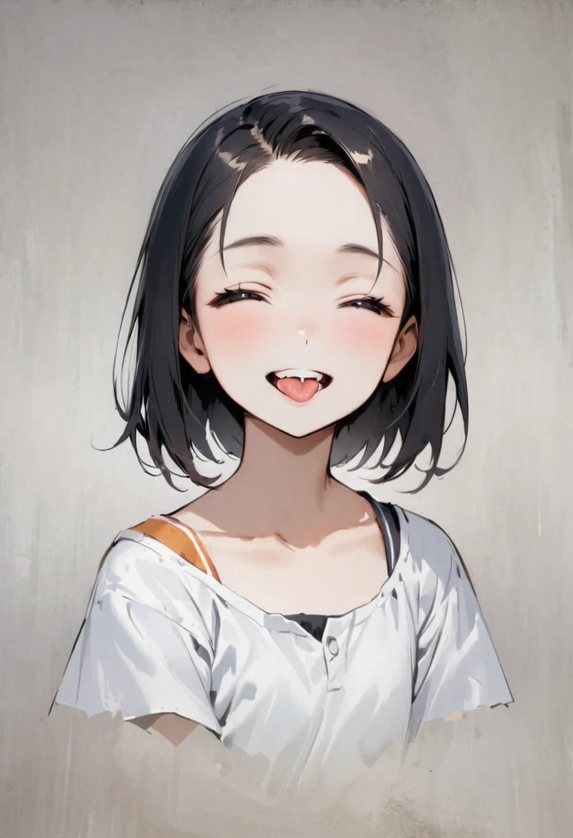 shoot from below、alone、headshot、Lick it with your tongue、Open your mouth wide、teeth、Close-up of face、primary school、School building、In the classroom、forehead、shoulder cut tops、Private Server、Girl、Girl、Short、Younger、Lower school year、Baby Face、flat chest、smile