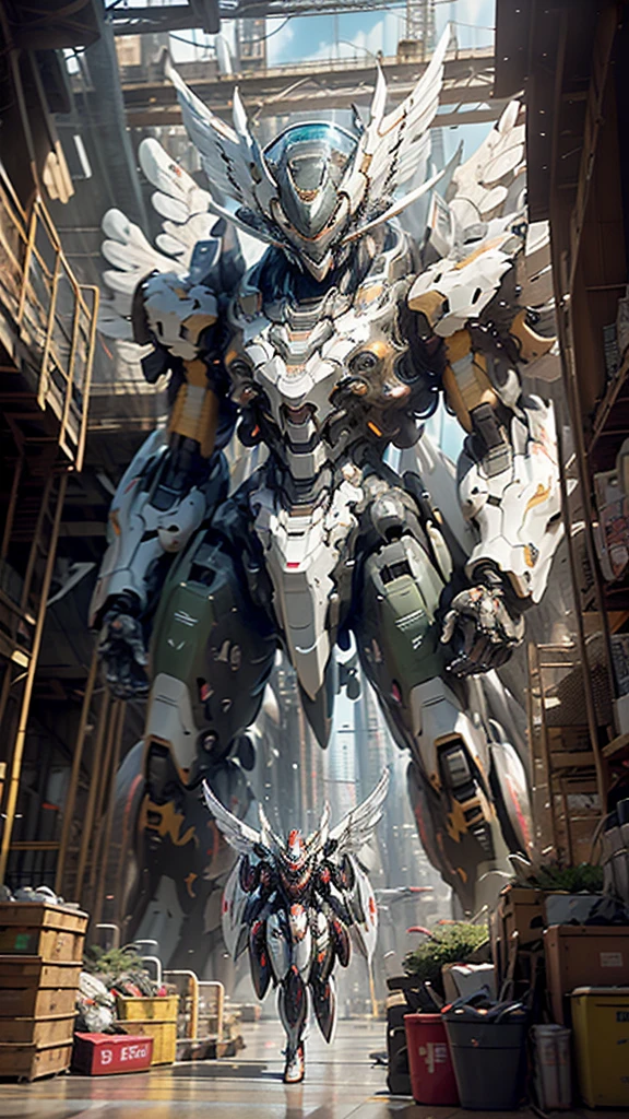 ((Best quality)), ((masterpiece)), (highly detailed:1.3), 3D, beautiful, (cyberpunk:1.2), in space, nebula, holding_weapon, (1Female mecha:1.3), facing the viewer, glowing eyes, full body, (flying, swooping down, dynamic, motion blur: 1.4), (huge mecha wings: 1.6), looking up, glowing_eyes, mecha, panorama, background is earth, nebula, space, particles, reality, HDR (High Dynamic Range), Ray Tracing, NVIDIA RTX, Super Resolution, Unreal 5, Subsurface Scattering, PBR Texturing, Post Processing, Anisotropic Filtering, Depth of Field, Maximum Clarity and Clarity, Multilayer Textures, Albedo and Specular map, Surface shading, accurate simulation of light-material interaction, perfect proportion, Octane Render, two-tone lighting, large aperture, low ISO, white balance, rule of thirds, 8K RAW, efficient sub-pixel, sub-pixel convolution,