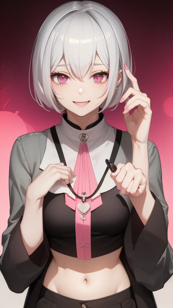 White Hair、Pink Eyes、Short Hair、laughing、Only one girl、alone、Cute、Face is close、laughing、it's raining、Holding an umbrella、at the park