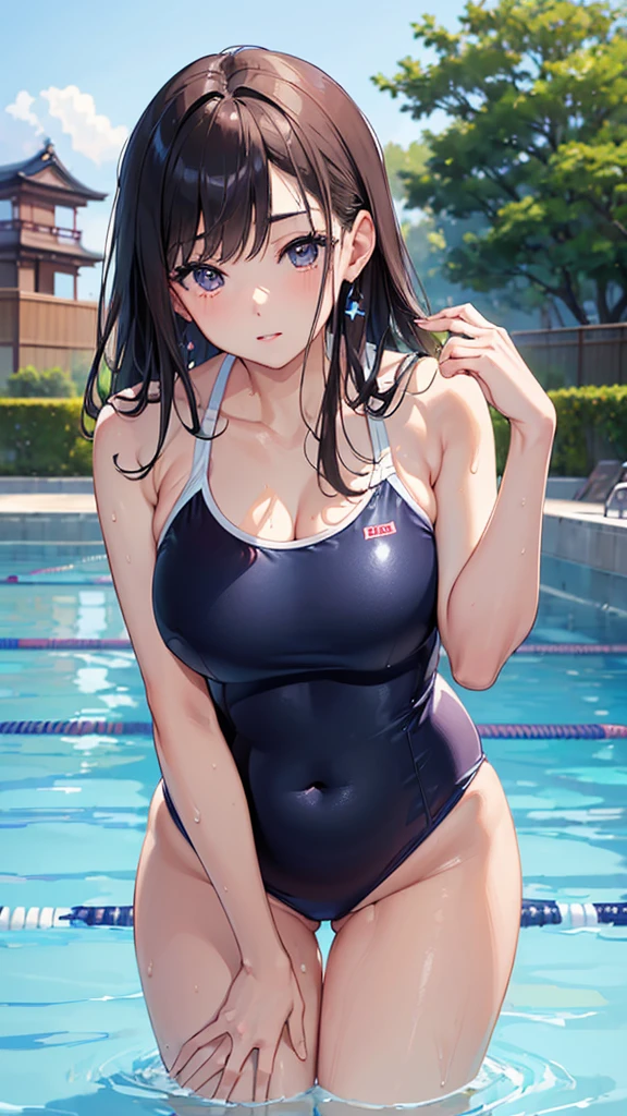 (((masterpiece))),(((High resolution))), (((perfect face)))、(((Japan beauty)))、, (((swimsuit))), ((top quality eyes)), detailed texture, ((high resolution face)), (at the swimming pool), (((leaning forward))), ((plump thighs))
