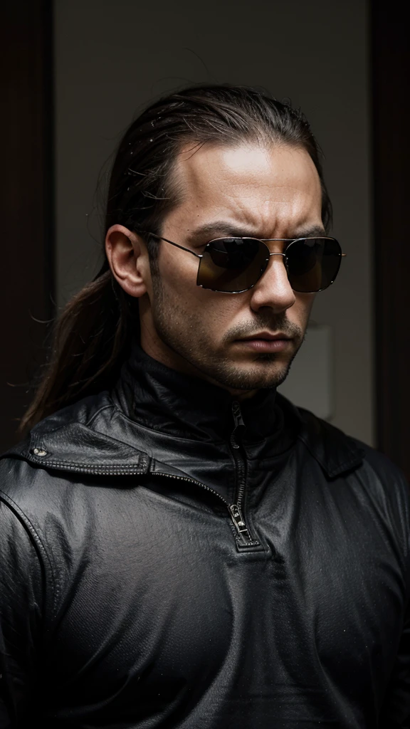 andrew tate, dark sunglasses, arrogant domineering manly intense focused angry