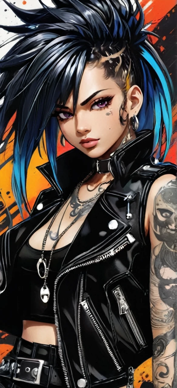 Beautiful biker girl with motorcycle