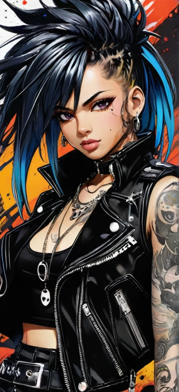 Beautiful biker girl with motorcycle 
