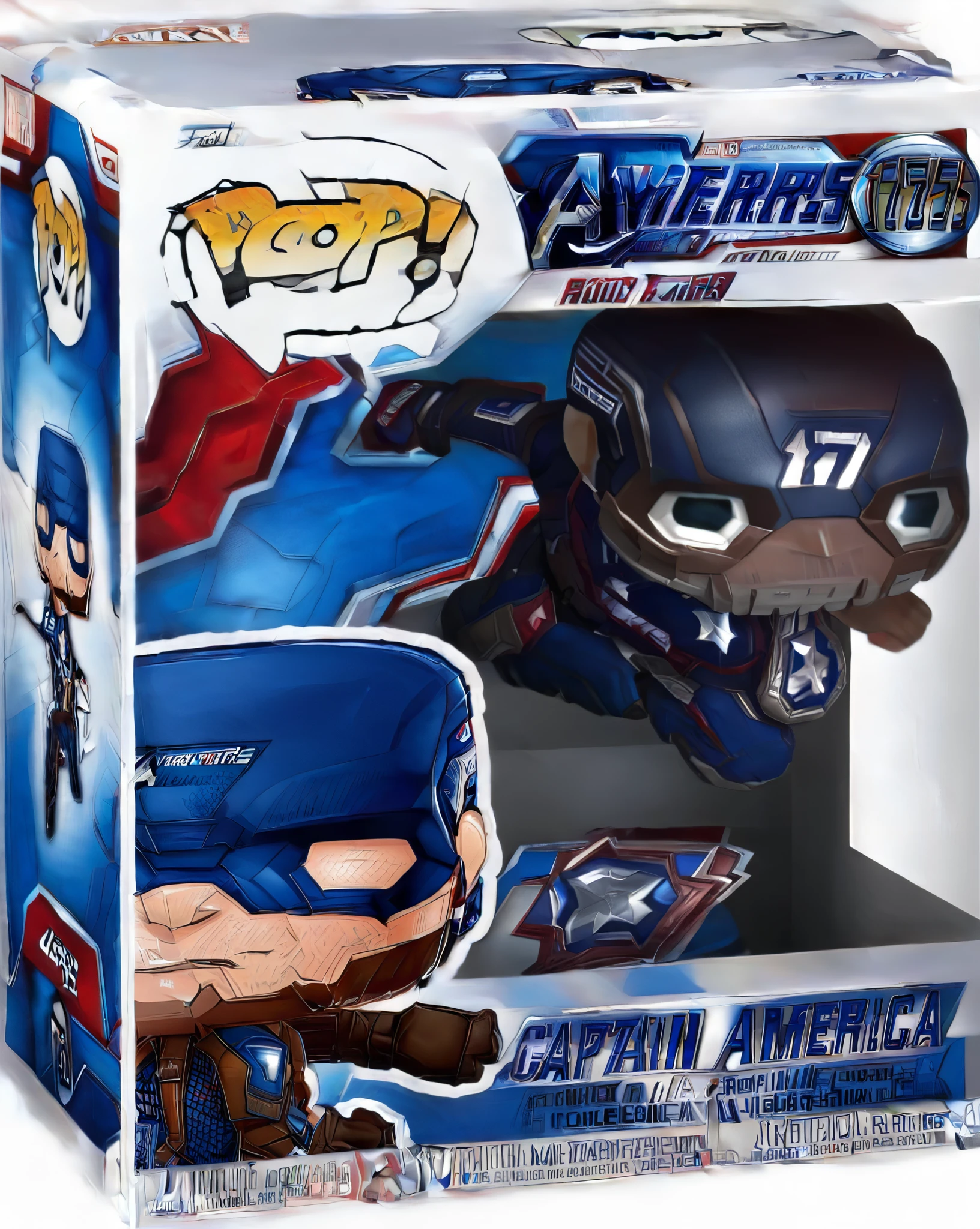 Funko Pop, Captain America, in a Funko Pop box, English text,