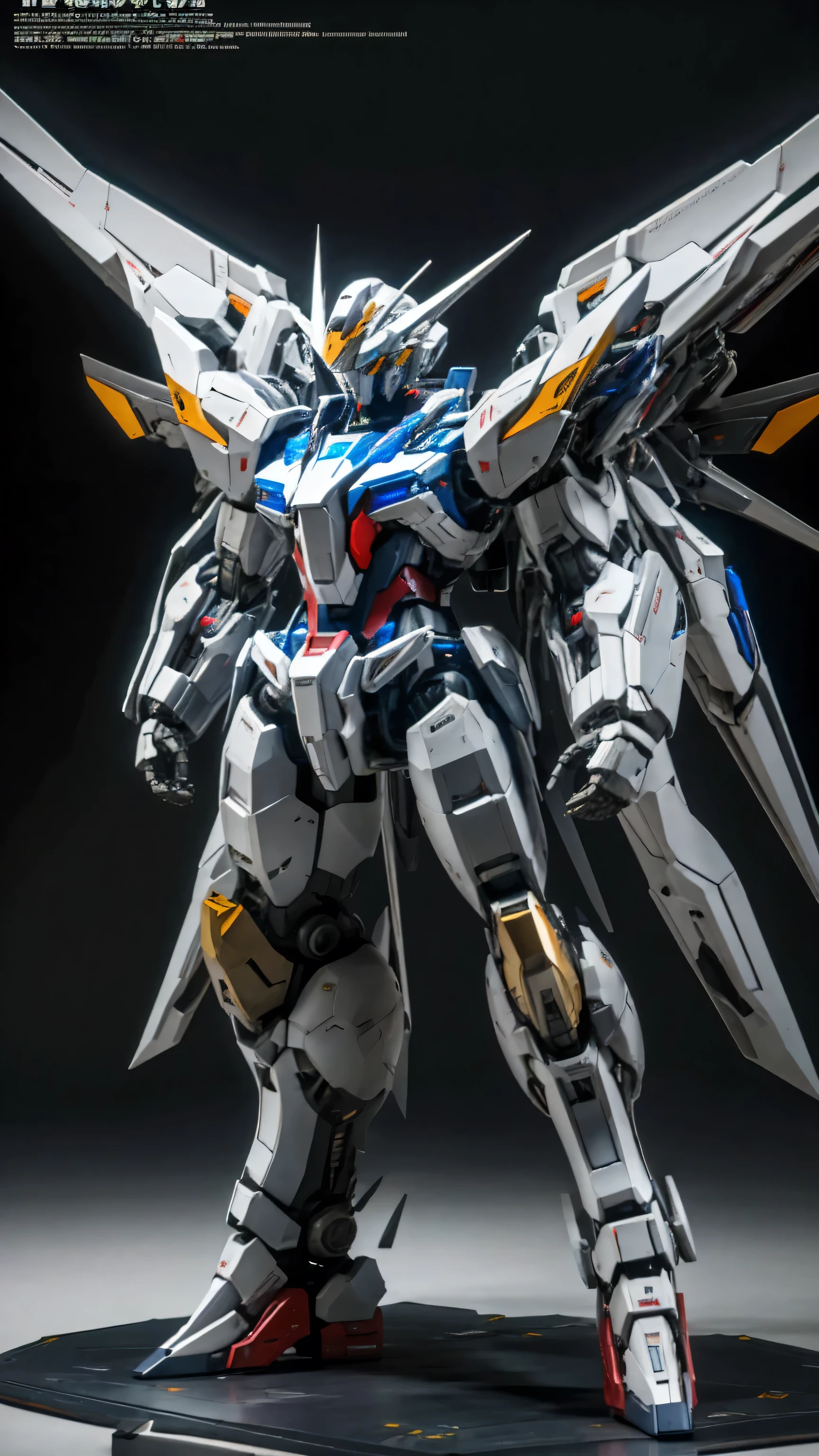Real、high resolution、8K、Giant humanoid robot、Strike Freedom、In the hangar、fixed、The cockpit hatch in the center of the chest is open.、Full Body Shot、