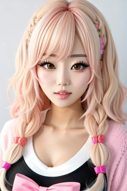 k-pop gyaru with cream hairs