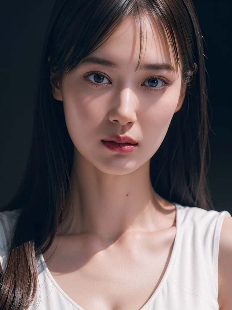 1girl, woman, masterpiece, best quality, highest quality, cinematic lighting, (volumetric lighting), extremely detailed CG unity 8k wallpaper, focused, 8k wallpaper, extremely detailed, ultra realistic, photorealistic, sharp focus, absurdres, (HDR:1.2), (high contrast), photograph, detailed and intricate, instagram, portrait, highly detailed, digital painting, artstation, concept art, very smooth, sharp focus, illustration, cinematic lighting, big breast, wearing tight white shirt, eyes looking at the viewer, long hair.