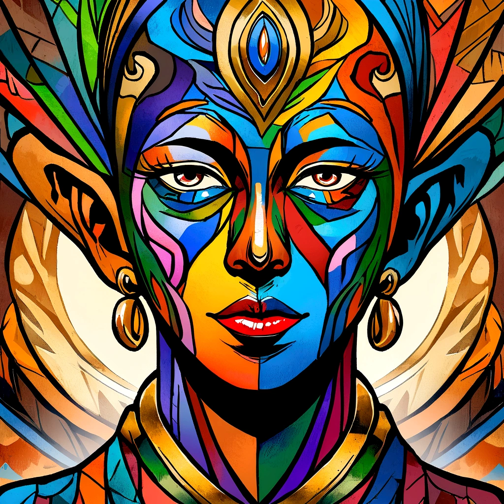 beautiful painting of an African on the moon, Rich in Color, Picasso painting style, Pro image