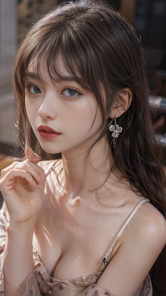 Highest quality,detailed,fine quality picture,masterpiece,ultra high-resolution,(realisticphoto:1.2),so cute Japaneseidle(actress),beautiful eyes,beautiful maked up face,beautiful skin,delicate,very small and flat breasts,thin lips,natural colored lips,looking at viewer,off_shoulder