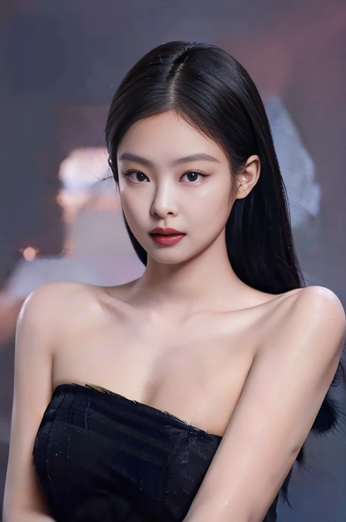 a woman poses sensually to the camera, she is a cabaret woman she has beautiful black hair, she is ion the bed, it is night, low lighting, seductive pose, small waist, beautiful woman, Jennie from Black Pink, ((naked:1.3, topples:1.3)), close up, (nudity:1.4), front view, nice butt, nice tits, centered image, ((super sexy)), ((naked:1.3, topples:1.3)), close up, (nudity:1.4), back view
