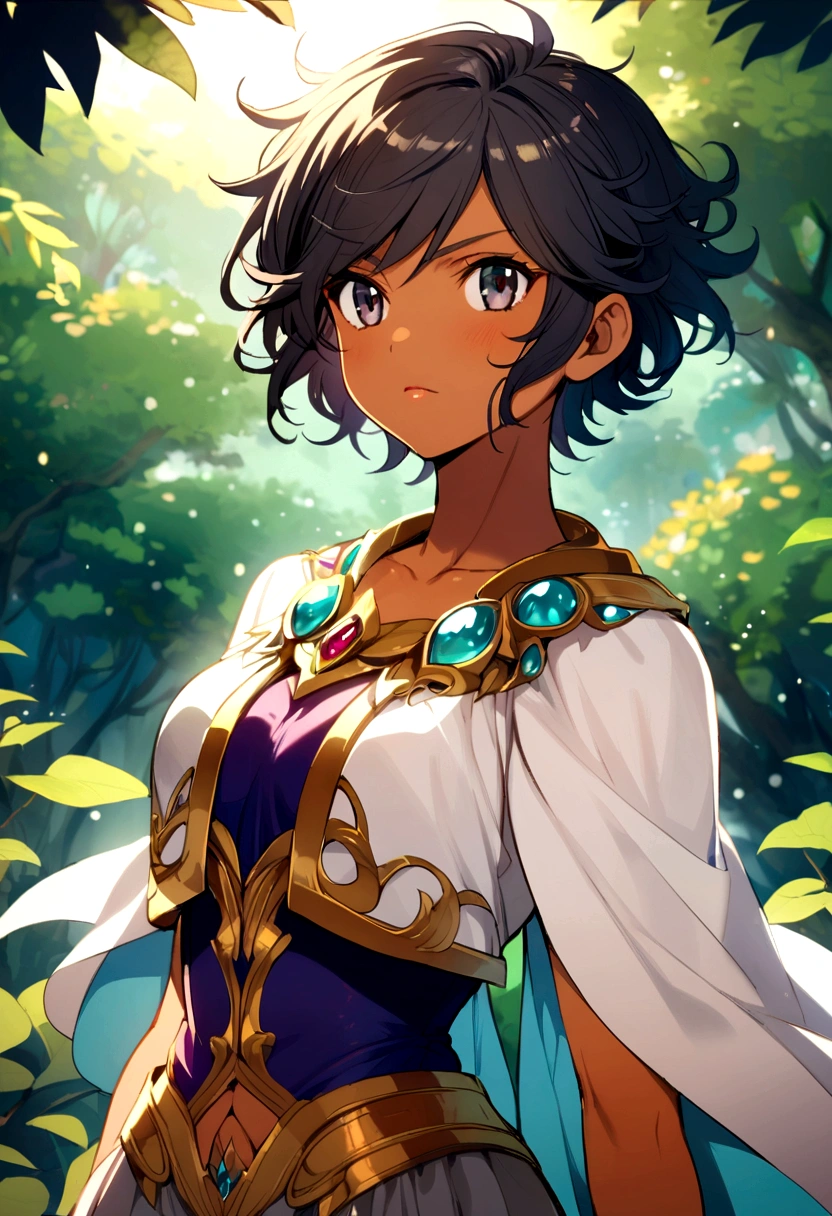 Anime girl,tomboy,tan,short hair,wavy hair