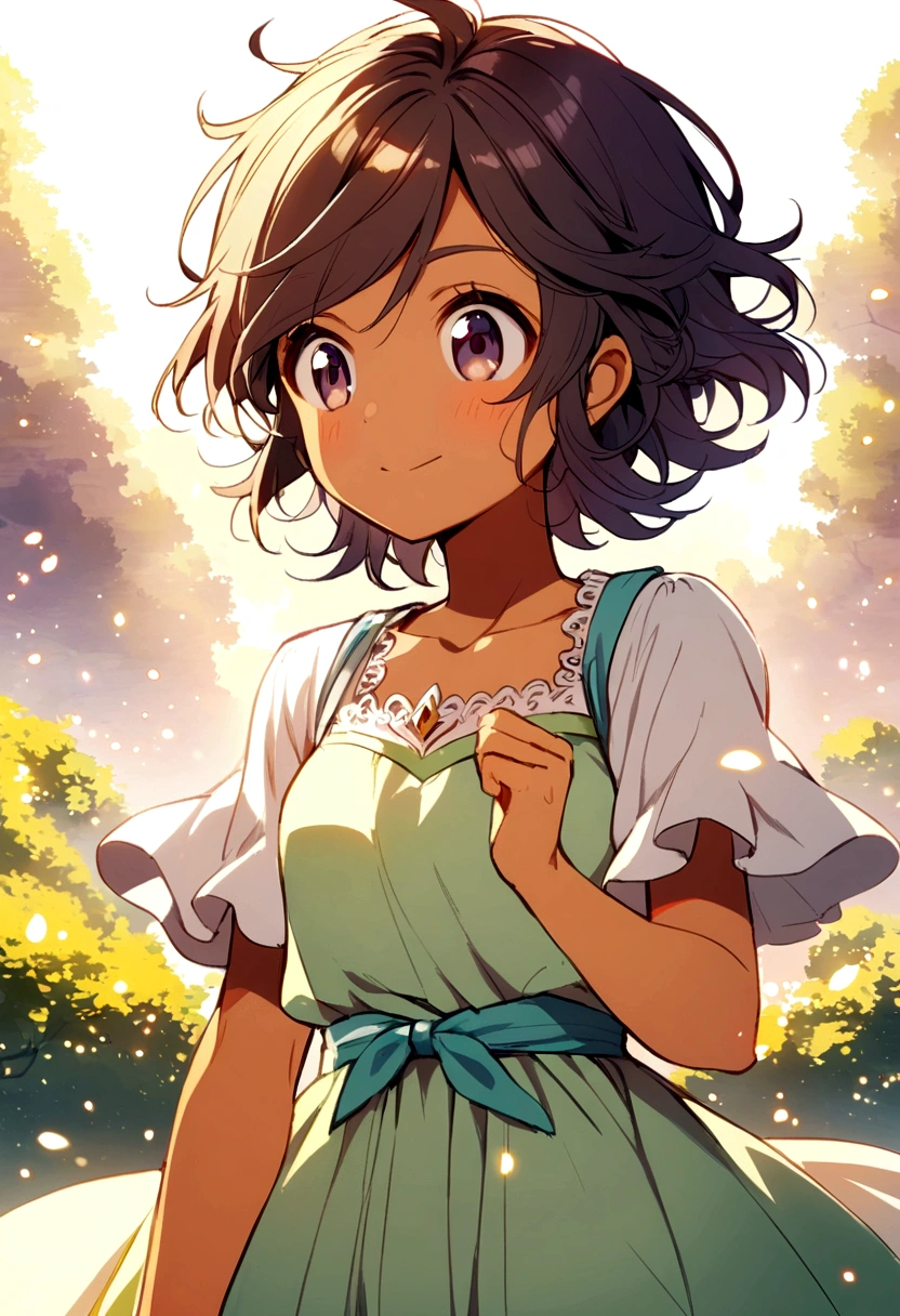 Anime girl,tomboy,light tan,short hair,wavy hair,white shirt