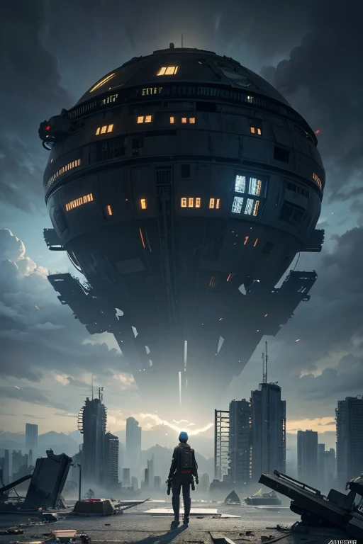 Highest quality、A ruined futuristic city、dim、Surrealism
