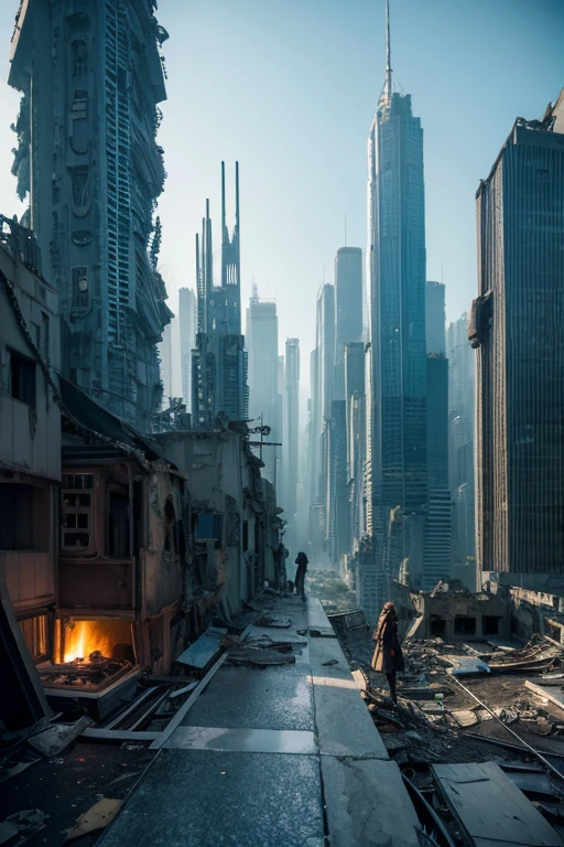 Highest quality、A ruined futuristic city、dim、Surrealism
