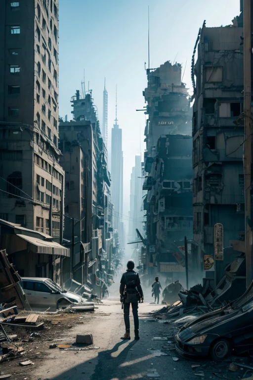 Highest quality、A ruined futuristic city、dim、Surrealism