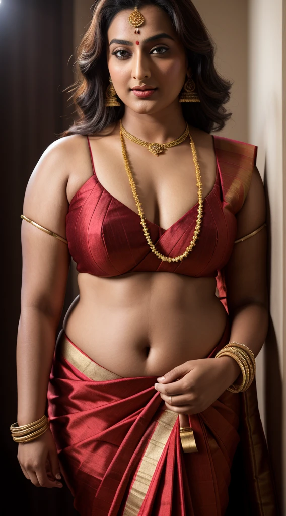 Foto RAW, photorealistic, photography, full body shot, master shot, perfect eyes, goddess like beauty, pierced eyes, perfect thick chubby mallu Desi aunty bhabhi, Wearing a Stanapatta, a chest-band.Saree model, model Photography, Indian saree shoot, Indian traditional wear advertising photography, traditional wear brand shoot, face of Indian actress Sonakshi Sinha, masterpiece, realistic, realism, incredible details, pleasure, photorealism, detailed skin, skin pores, high contrast, photorealistic Artstation 8k HD digital art trend of high definition and detailed realistic skin texture, ultra detail, realistic skin texture, armature, best quality, ultra high definition, (photorealistic:1.4),, high resolution, detail, raw photo, sweat, Re sharp, by Lee Jefferies Nikon D850 Film Stock Photo 4 Kodak Portra 400 Camera F1.6 Lens Rich Color Ultra Real Realistic Realistic Textures Dramatic Lighting Unreal Engine Trending at Art Station Cinestill 800,(pele altamente detalhada: 1.2), 8k UHD, DSLR, soft-lighting, alta qualidade, grain of film, Fujifilm XT3,she didn't like to wear blouse or bra, she is happy to wear only saree, she hates blouse or bra, detailed hairy armpits, hyper realistic skin, skin pores, sweat, veins,