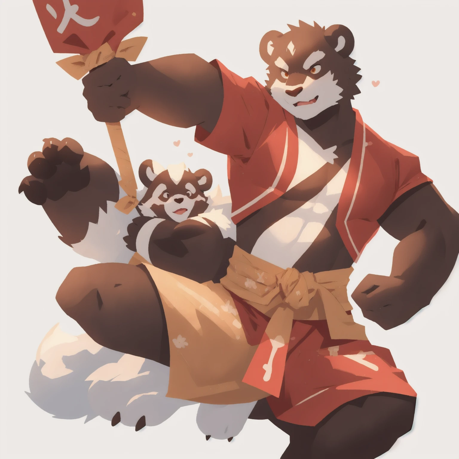furry，panda，Kung Fu Action，Hanfu Clothing，