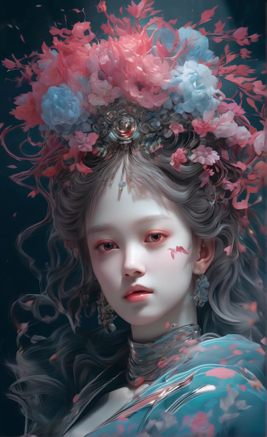 Painting of a woman with a flower crown on her head - SeaArt AI