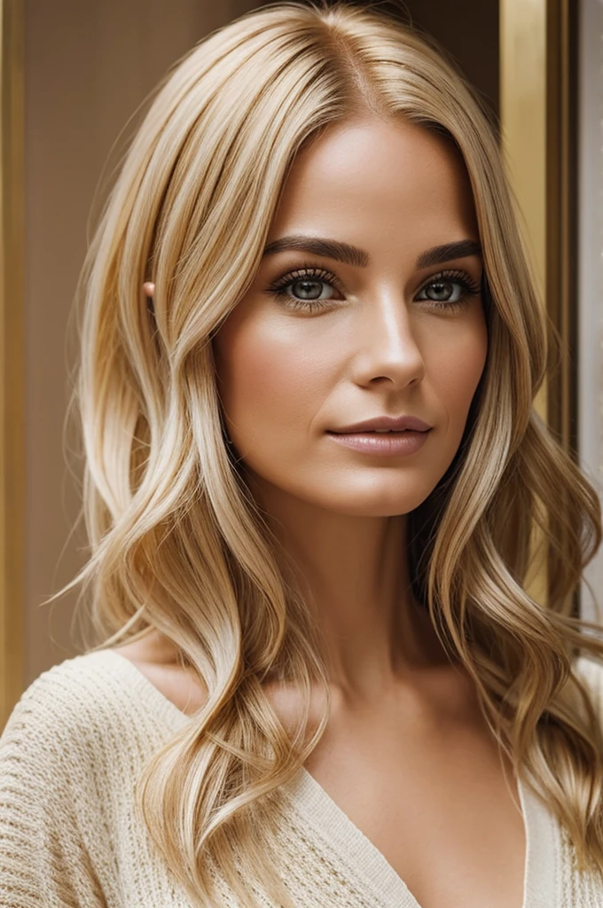 Realistic, woman, age 30, gold hair