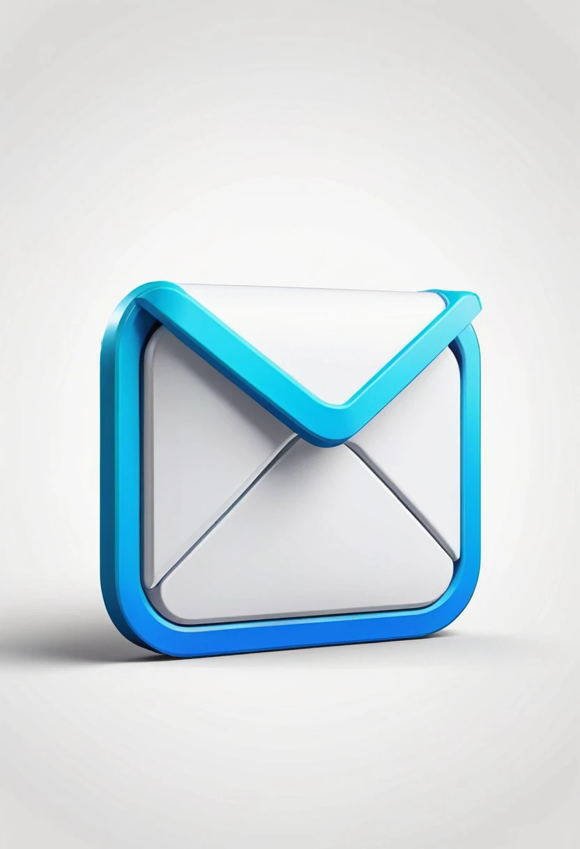 a minimalist simple app icon of an email in cartoon-style design. simple 3D shape visuals, simple icon design (Blender, Maya 3D), white background, high resolution