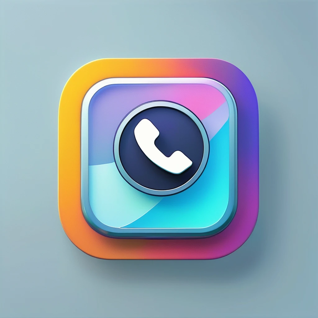 a minimalist simple app icon of an phone in cartoon-style design. simple 3D shape visuals, simple icon design (Blender, Maya 3D), soft and light background, high resolution