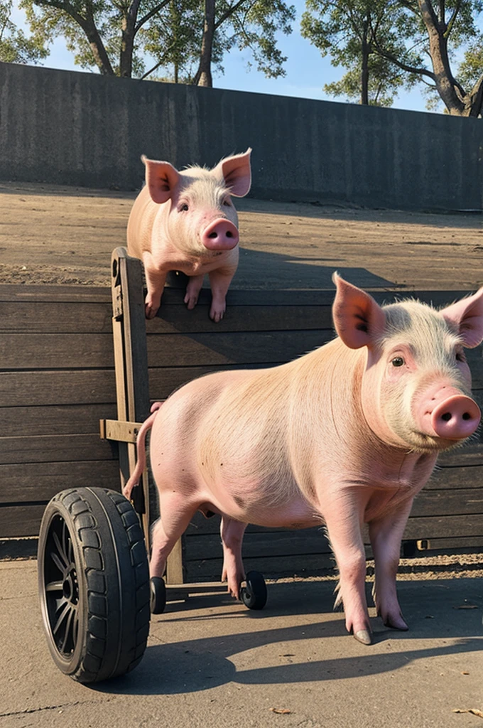 Draw a pig with wheels