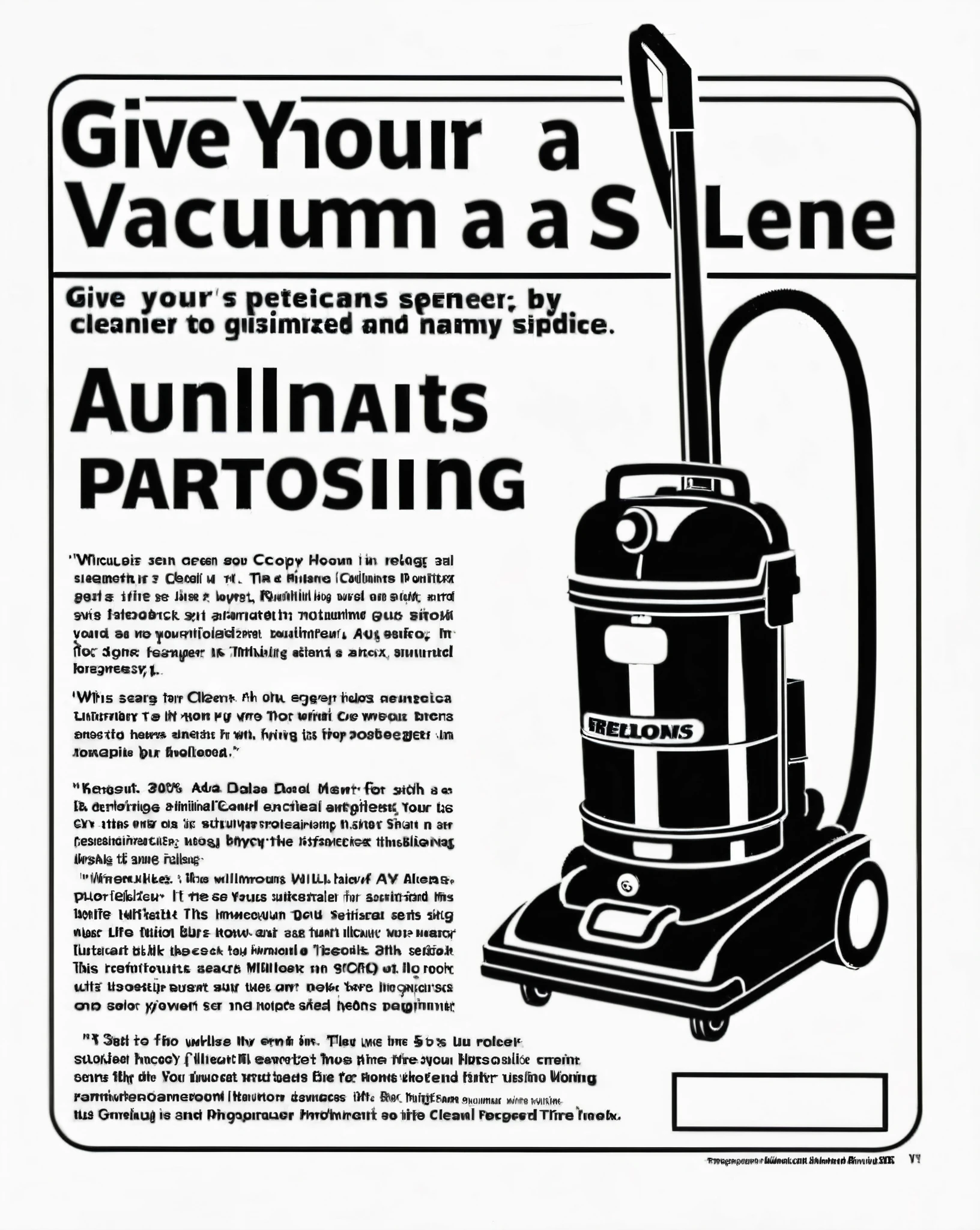 instructions for Give your vacuum cleaner a name and pretend it's your loyal sidekick as you clean., Ay-O, hyper-realistic, a photocopy, dada
